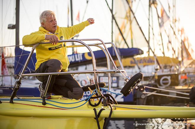 Ambiance shots of No Way Back skipper Pieter Heerema on Pontoons of the Vendee Globe in Les Sables d Olonne France on October 31st 2016 © Vincent Curutchet / DPPI / Vendée Globe 